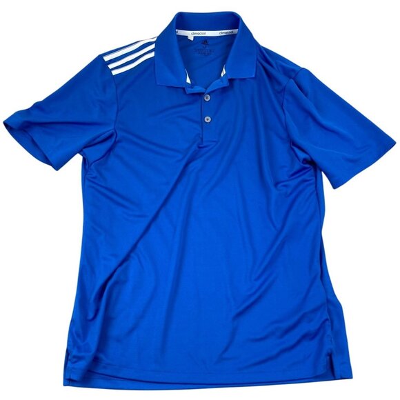Adidas Mens Polo Shirt Medium Aeroready Climacool Short Sleeve Blue Athletic - Picture 1 of 10
